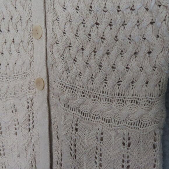 Sundance Long Cardigan Sweater Large Beige Button Boho Cotton Angora Knit Duster - Picture 3 of 9